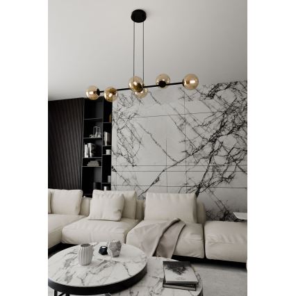 Kattokruunu johdossa ROSSI 6xE14/10W/230V musta/beige