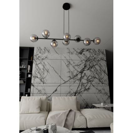 Kattokruunu johdossa ROSSI 8xE14/10W/230V musta/harmaa