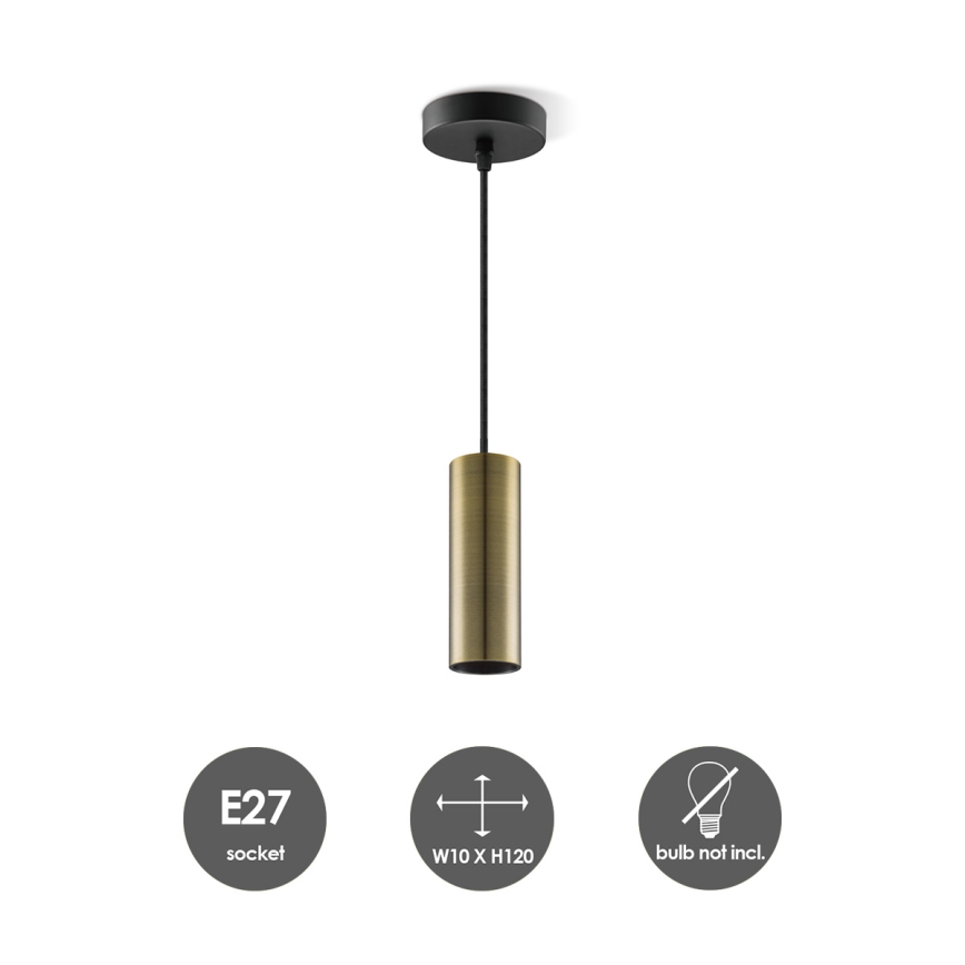 Kattokruunu johdossa SAGA 1xE27/40W/230V messinki