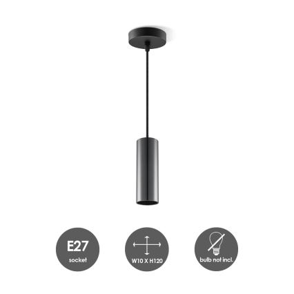 Kattokruunu johdossa SAGA 1xE27/40W/230V musta