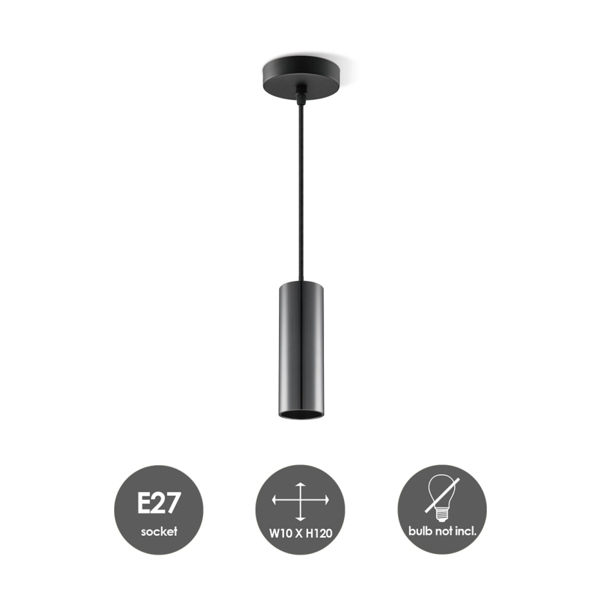 Kattokruunu johdossa SAGA 1xE27/40W/230V musta