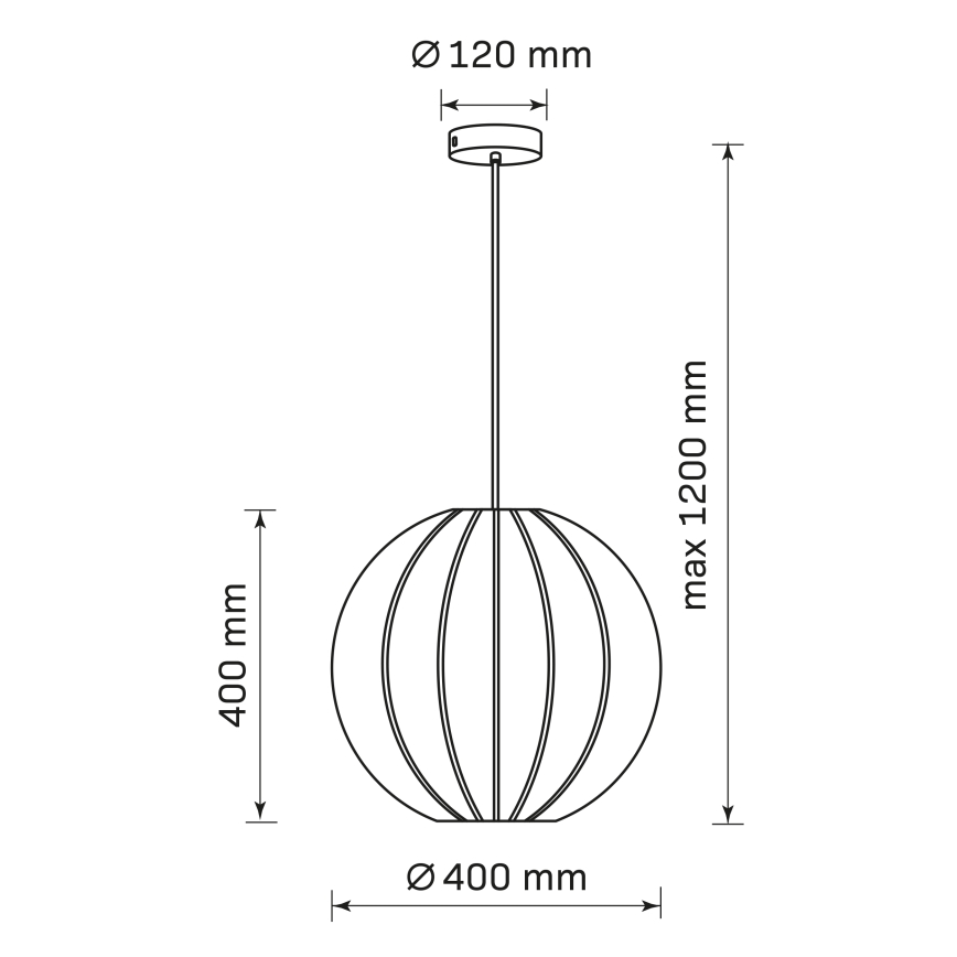 Kattokruunu johdossa SENSAI 1xE27/20W/230V halkaisija 40 cm musta