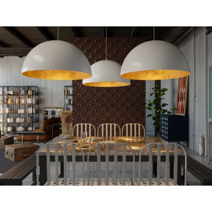 Kattokruunu johdossa SFERA 1xE27/60W/230V halkaisija 50 cm harmaa/kultainen