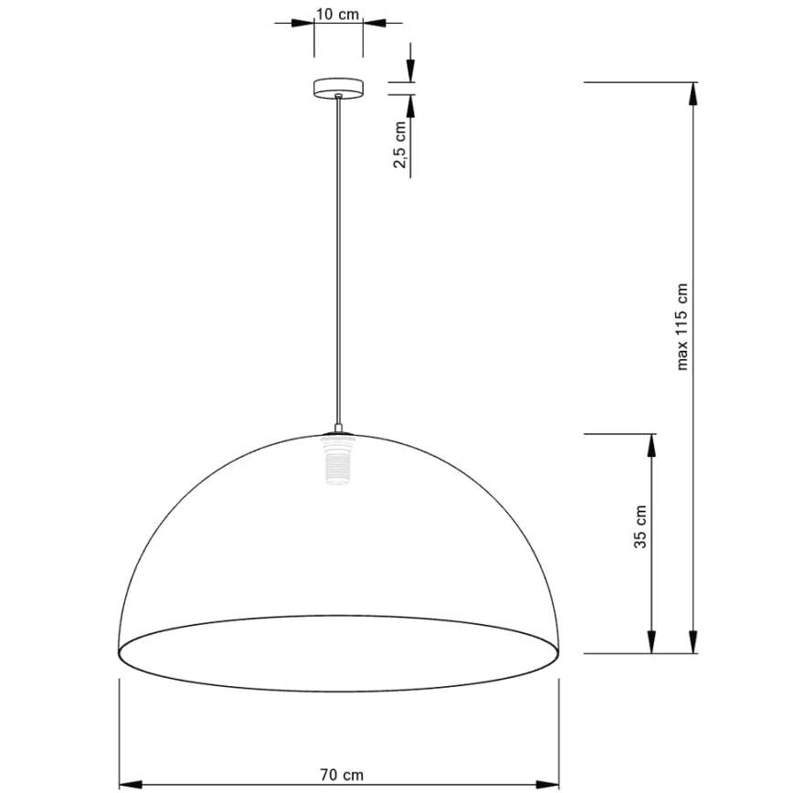 Kattokruunu johdossa SFERA 1xE27/60W/230V halkaisija 70 cm kulta