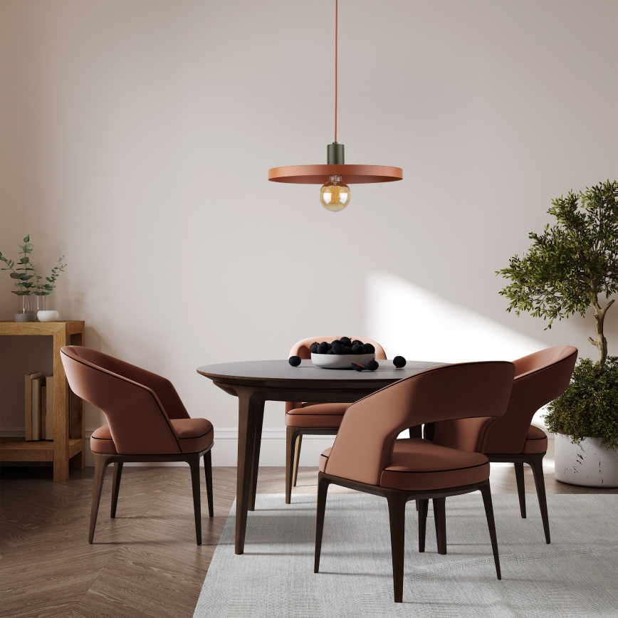 Kattokruunu johdossa SILA 1xE27/15W/230V halkaisija 40 cm tiili/vihreä