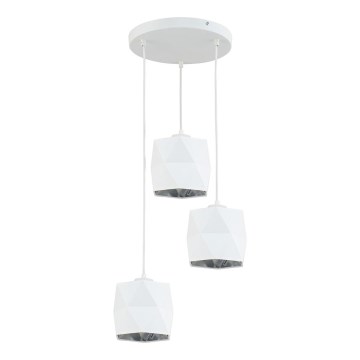 Kattokruunu johdossa SIRO 3xE27/15W/230V valkoinen/hopea