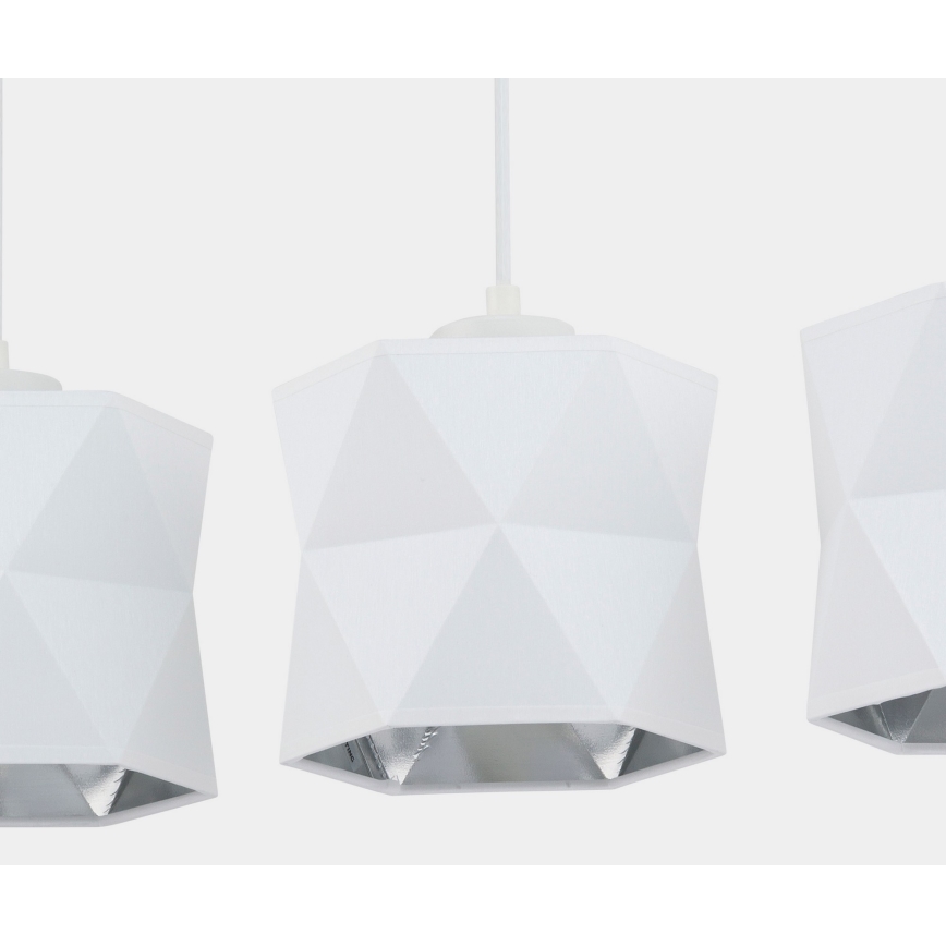 Kattokruunu johdossa SIRO 3xE27/15W/230V valkoinen/hopea