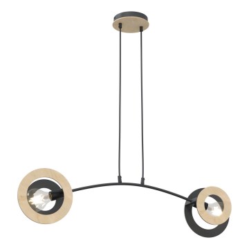 Kattokruunu johdossa SKIVA 2xE27/15W/230V musta/beige