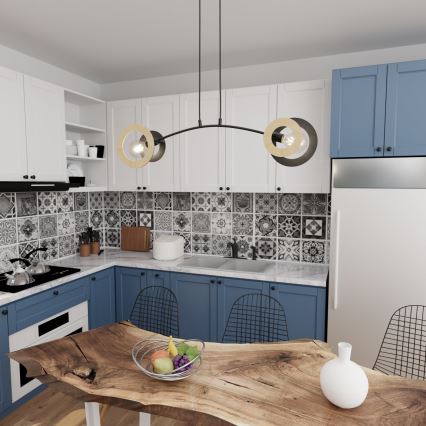 Kattokruunu johdossa SKIVA 2xE27/15W/230V musta/beige