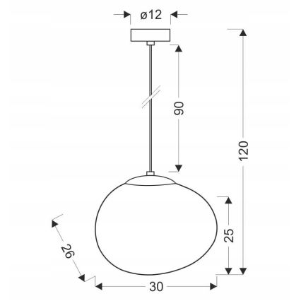 Kattokruunu johdossa STONES 1xE27/40W/230V halkaisija 30 cm