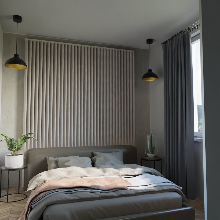 Kattokruunu johdossa SVEN 1xE27/15W/230V musta/kultainen