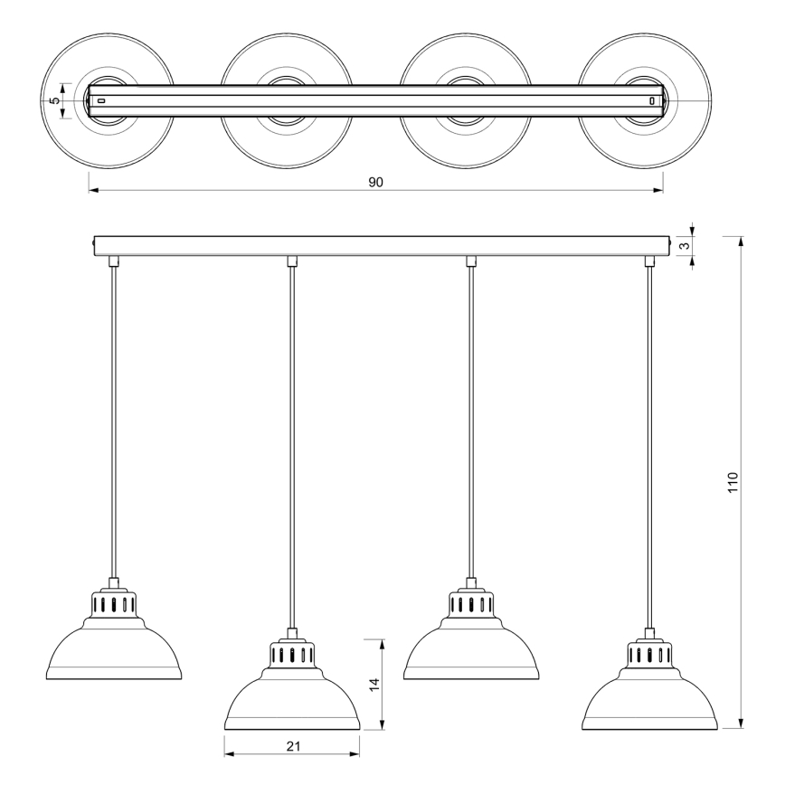 Kattokruunu johdossa SVEN 4xE27/15W/230V beige