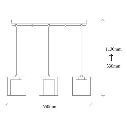 Kattokruunu johdossa SWANK 3xE27/100W/230V