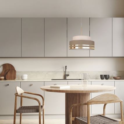 Kattokruunu johdossa TAMI 1xE27/60W/230V halkaisija 40 cm beige/ruskea/kulta