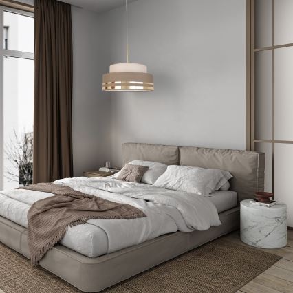 Kattokruunu johdossa TAMI 1xE27/60W/230V halkaisija 40 cm beige/ruskea/kulta