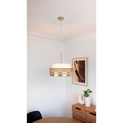 Kattokruunu johdossa TAMI 1xE27/60W/230V halkaisija 40 cm beige/ruskea/kulta