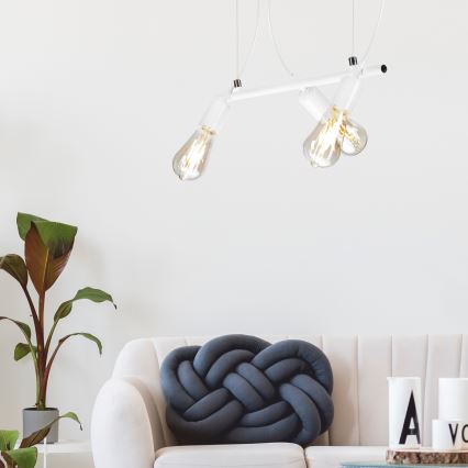 Kattokruunu johdossa TARO 3xE27/60W/230V valkoinen