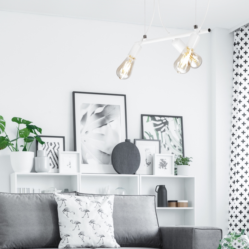 Kattokruunu johdossa TARO 3xE27/60W/230V valkoinen