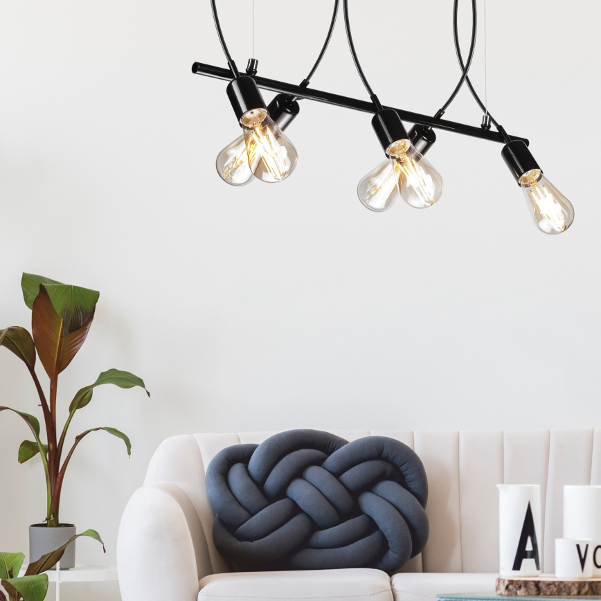 Kattokruunu johdossa TARO 5xE27/60W/230V musta