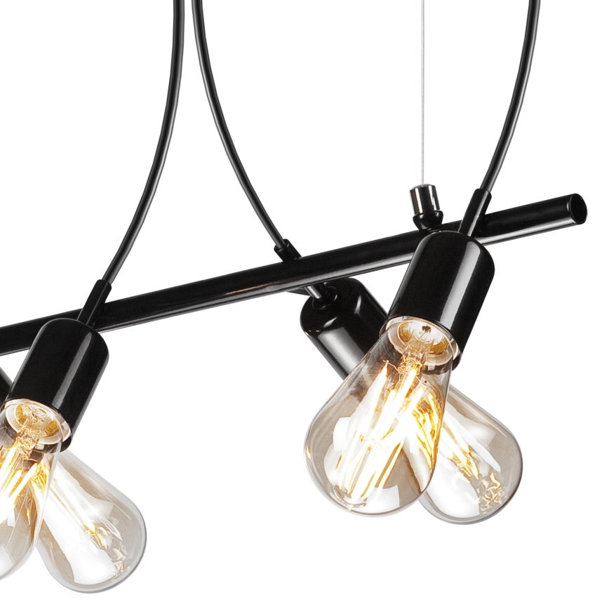 Kattokruunu johdossa TARO 5xE27/60W/230V musta