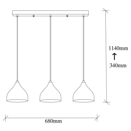 Kattokruunu johdossa TATTOO 3xE27/40W/230V
