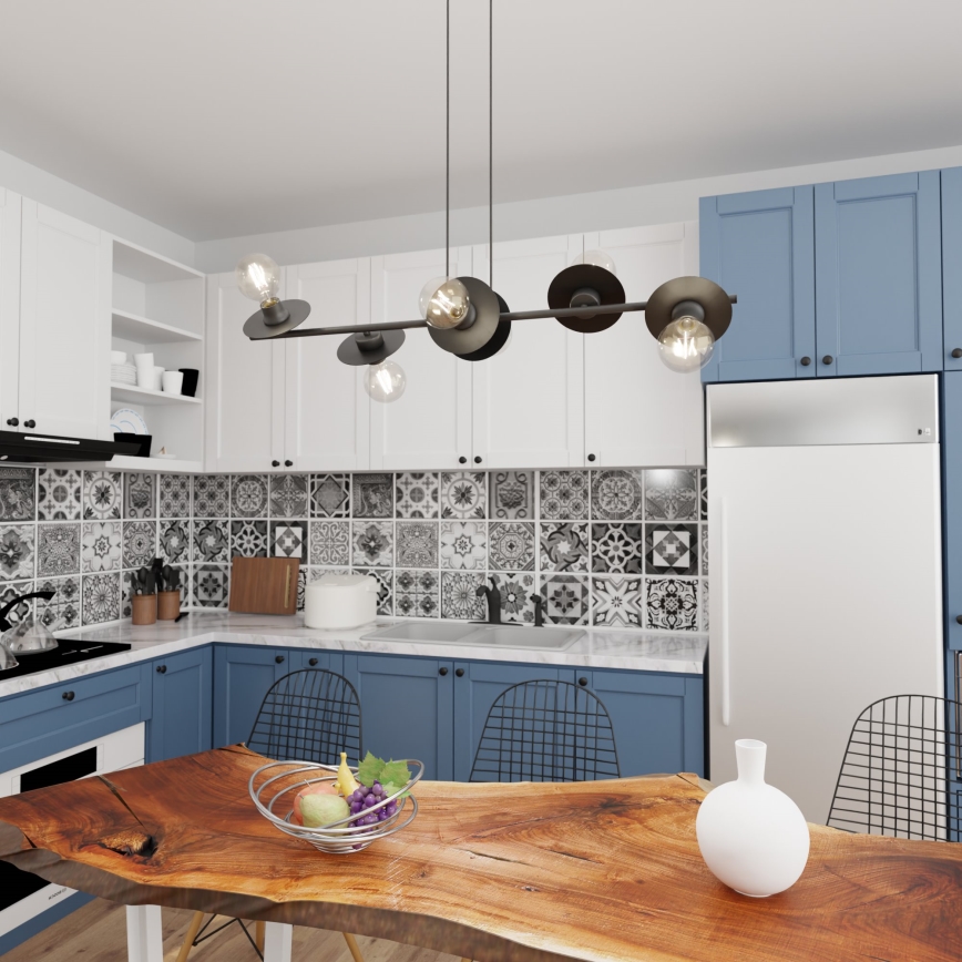 Kattokruunu johdossa TOKEN 6xE27/15W/230V musta