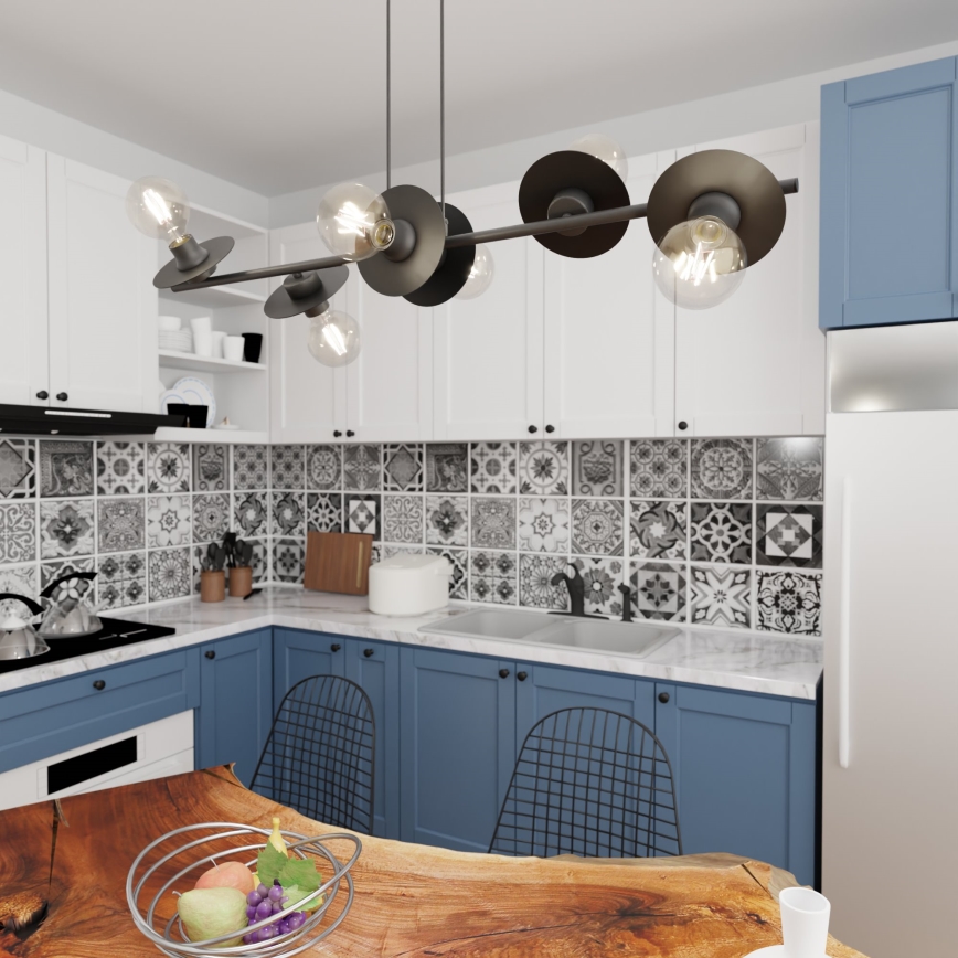 Kattokruunu johdossa TOKEN 6xE27/15W/230V musta