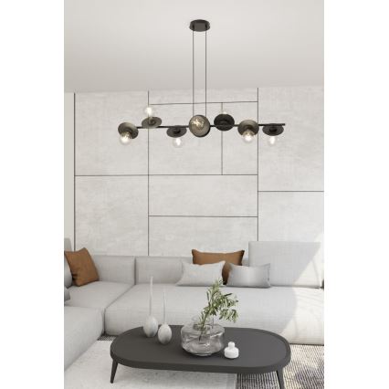 Kattokruunu johdossa TOKEN 8xE27/15W/230V musta