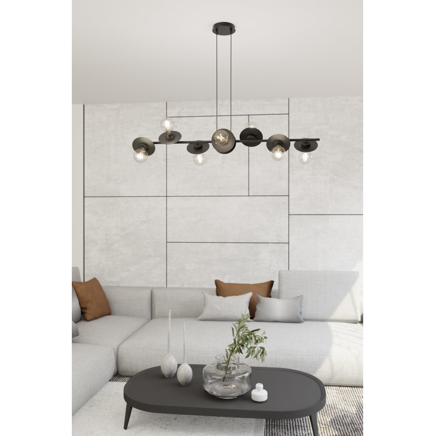 Kattokruunu johdossa TOKEN 8xE27/15W/230V musta