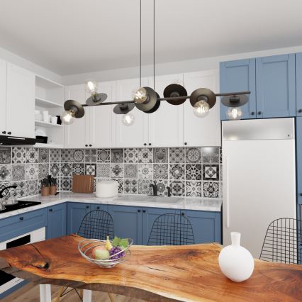 Kattokruunu johdossa TOKEN 8xE27/15W/230V musta