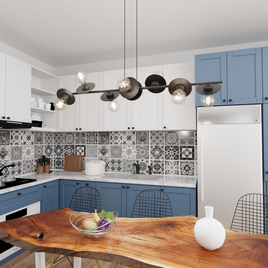 Kattokruunu johdossa TOKEN 8xE27/15W/230V musta