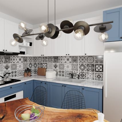 Kattokruunu johdossa TOKEN 8xE27/15W/230V musta