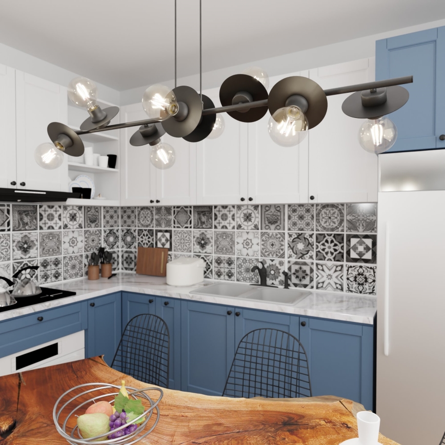 Kattokruunu johdossa TOKEN 8xE27/15W/230V musta