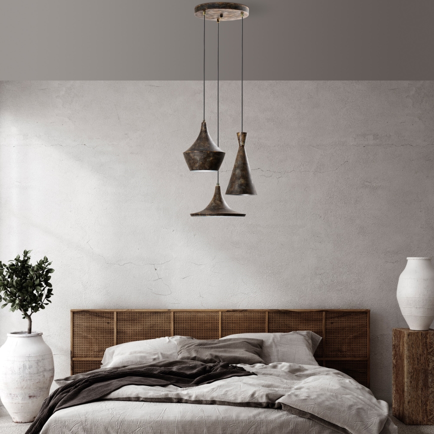 Kattokruunu johdossa TOM 3xE27/40W/230V harmaa