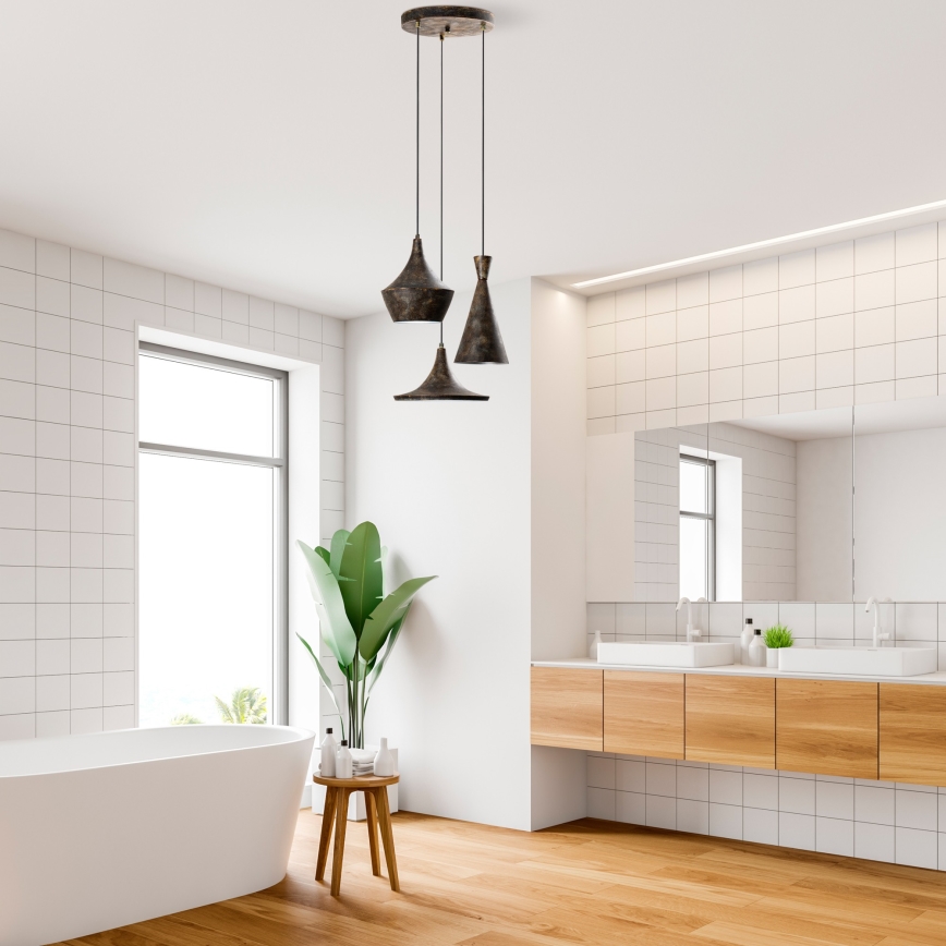 Kattokruunu johdossa TOM 3xE27/40W/230V harmaa