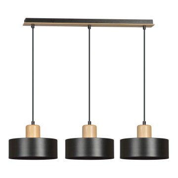 Kattokruunu johdossa TORIN 3xE27/15W/230V musta