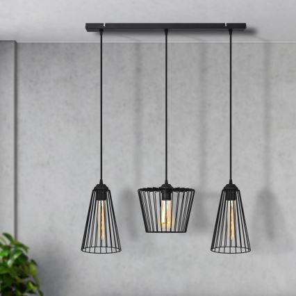 Kattokruunu johdossa TORRI 3xE27/15W/230V musta