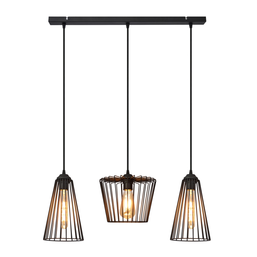 Kattokruunu johdossa TORRI 3xE27/15W/230V musta