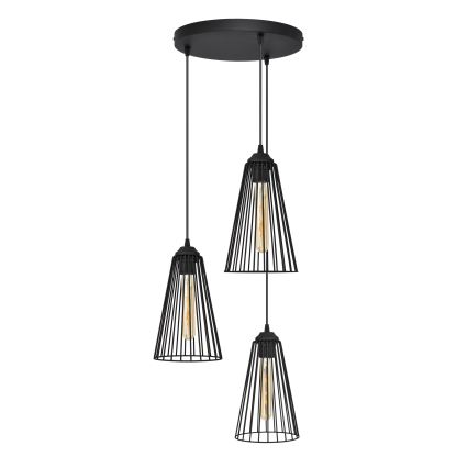 Kattokruunu johdossa TORRI 3xE27/15W/230V musta