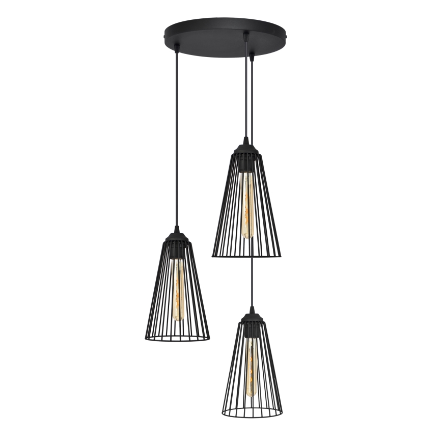 Kattokruunu johdossa TORRI 3xE27/15W/230V musta