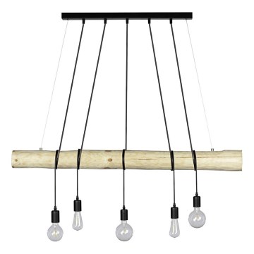 Kattokruunu johdossa TRABO 5xE27/60W/230V mänty