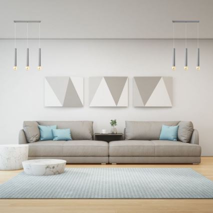 Kattokruunu johdossa TUBA 3xE27/15W/230V harmaa