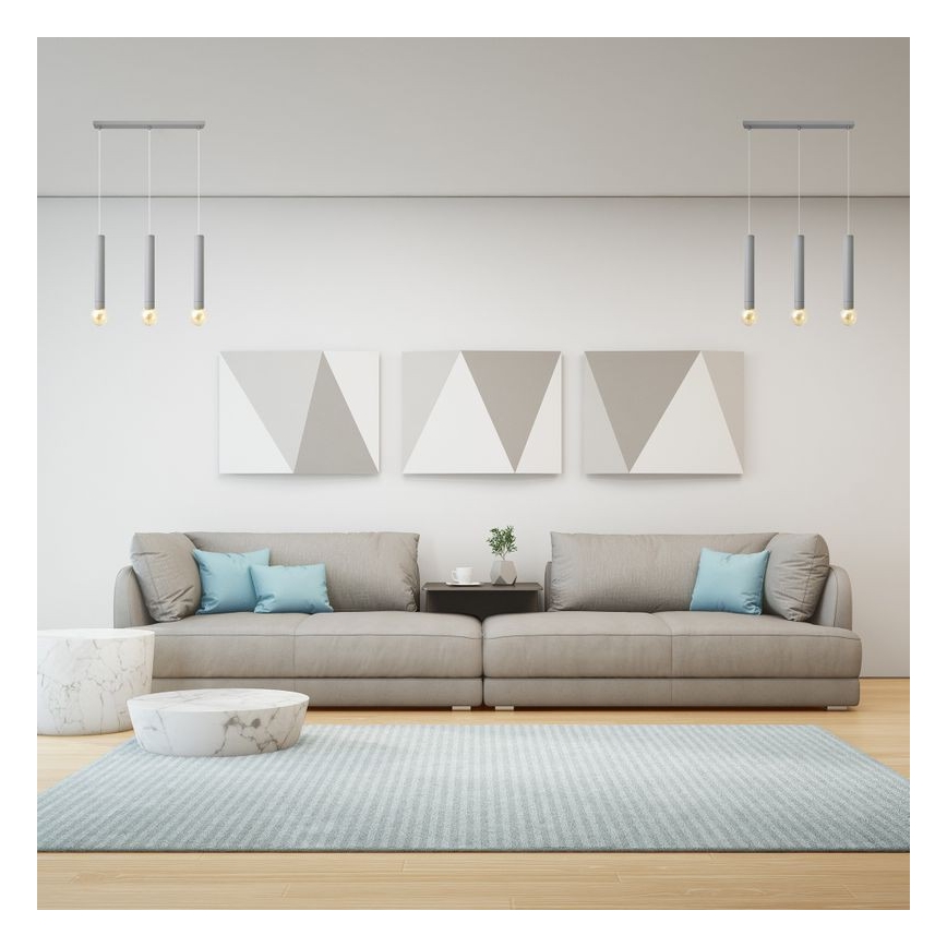 Kattokruunu johdossa TUBA 3xE27/15W/230V harmaa