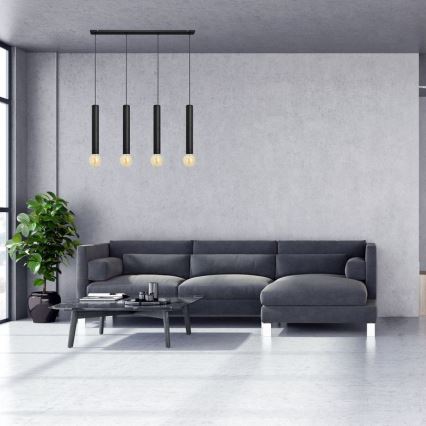 Kattokruunu johdossa TUBA 4xE27/15W/230V musta