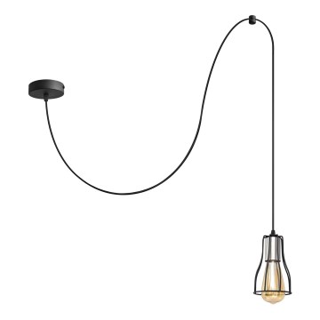 Kattokruunu johdossa TUBE 1xE27/15W/230V musta/kiiltävä kromi