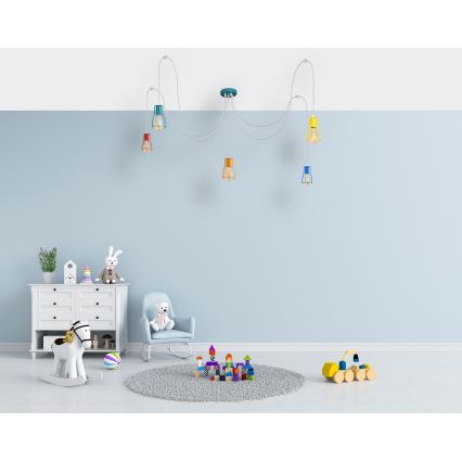 Kattokruunu johdossa TUBE 5xE27/20W/230V hämähäkki