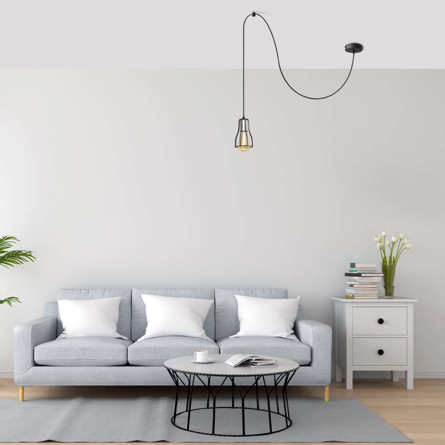 Kattokruunu johdossa TUBE LONG 1xE27/15W/230V musta/kiiltävä kromi