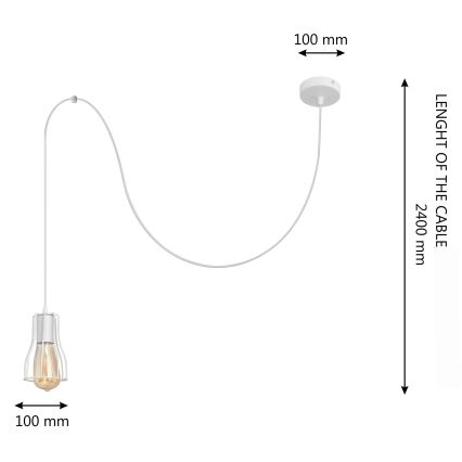 Kattokruunu johdossa TUBE LONG 1xE27/15W/230V valkoinen