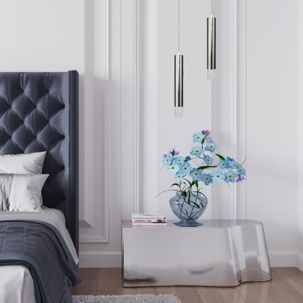 Kattokruunu johdossa TUBI 1xGU10/8W/230V kiiltävä kromi