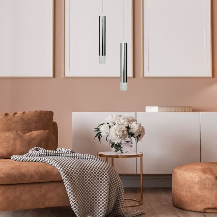 Kattokruunu johdossa TUBI 1xGU10/8W/230V kiiltävä kromi